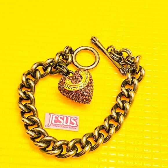💰SOLD💰NWOT Juicy Couture Gunmetal tone Heart charm Bracelet - Picture 6 of 8